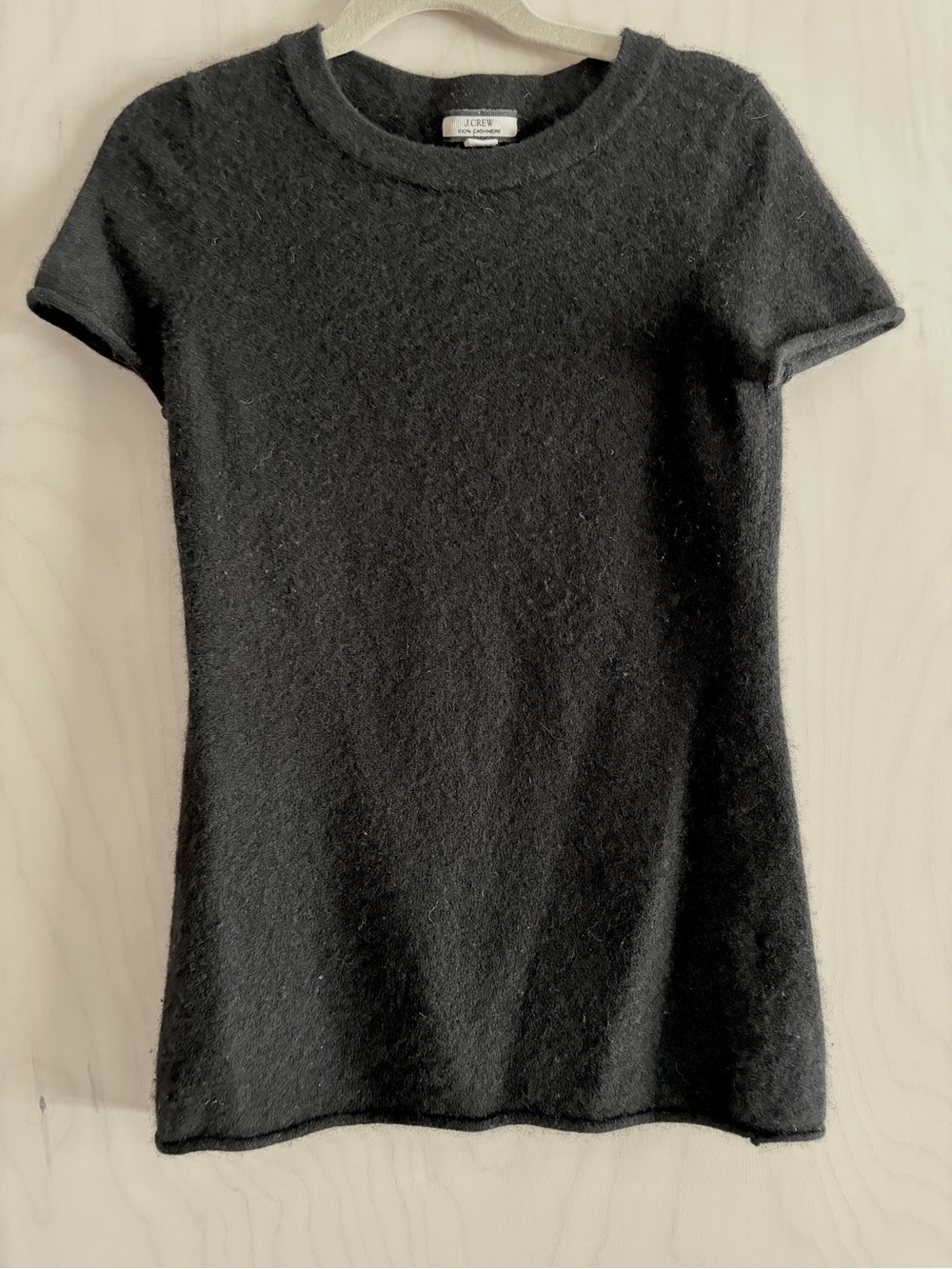 J. Crew 100% Cashmere Black Short Sleeve Crewneck Sweater